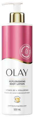 Olay Hyaluronic Acid Replenishing Body Lotion, 24HR Moisturising Cream 500ml