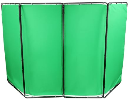 Kit Support de Toile de Fond à Quatre Écrans de 2,4 m avec Écran Vert pour Studio Photo - Métal - Noir et Vert - Inclut Support, Chiffon Vert et Sac de Transport
