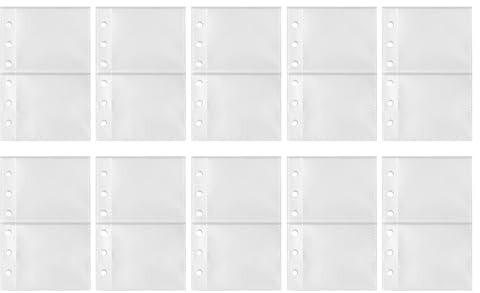 Clear Binder Pockets | Document Filing Storage,Pockets for 6-Ring Binder - for Homework Invoice Tax Documents Photographs Cards