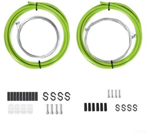 Jotekonoby Brems- und Schalthebelzug-Set für Rennrad, Mountainbike, PVC-beschichteter Stahl-Bremsdraht-Set mit verstellbarem Gehäuse, Doppelzweck-Schaltzug (grün)