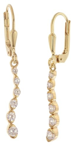 trendor Damen-Ohrringe 925 Silber Vergoldet Zirkonia Ohrhänger zeitloser Ohrschmuck für Frauen, schöne Geschenkidee, 21138