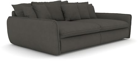 foamnova Bigsofa Hereford, B 234 x H 61 x T 131 cm, inkl. 11 Kissen, gemütlicher Cord mit feiner Rippenstruktur, Farbe ANTRHRAZIT, Moderne, sehr gemütliche Form, Familiensofa, Lounge Sofa
