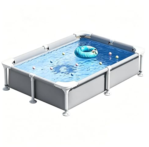 Easnuroz Piscina Rectangular Con Estructura Metálica 120-400 Cm Piscina Con Estructura Para Exteriores Piscina Elevada Con Estructura Piscina Con Estructura De Acero Y Paredes Laterales(120*92*33cm)