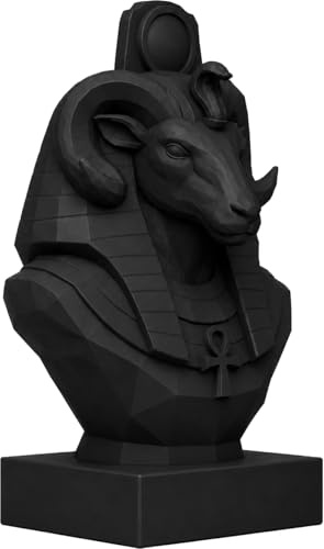 Genérico Amon Statue, 25 cm – Ägyptischer Gott der Unterwelt und Beschützer der Seelen – Büste Low Poly schwarz – Mythologie-Skulptur – Elegante Heimdekoration – Antike Ägypten-Figur zum Sammeln