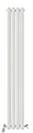 VeeBath Montpellier Matt White Low Carbon Mild Steel Vertical Double Oval Panel Bathroom Heating Radiator - 1600 x 240mm