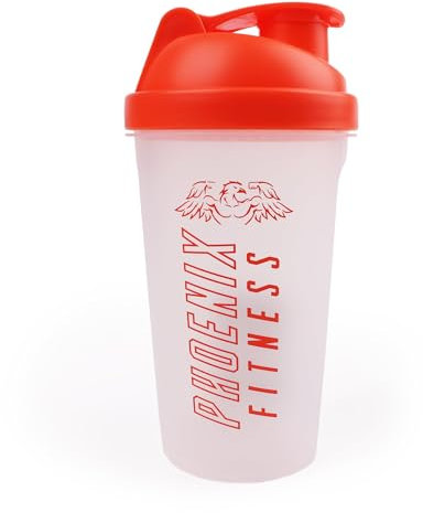 Phoenix Fitness Protein Shaker Bottle - 500ml Leakproof Bottle with Screw Top Lid and Mesh Grid - Dishwasher Safe BPA Free Sports & Gym Bottle - Orange