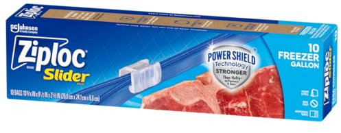 Ziploc Gallon Food Storage Freezer Slider Bags, Power Shield Technology for More Durability, 10 Count