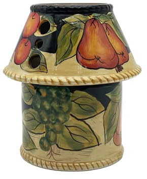 Tuscany Black Decor, Winter Fruit, Candle Jar Holder, 85960 By ACK by ACK