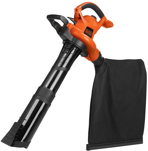 BLACK+DECKER 3-in-1 Electric Leaf Blower, Leaf Vacuum/Mulcher, Up to 250 MPH, Premium Disposable System, Corded, 12-Amp Handheld Lightweight Corded Electric Combo (BV6600)