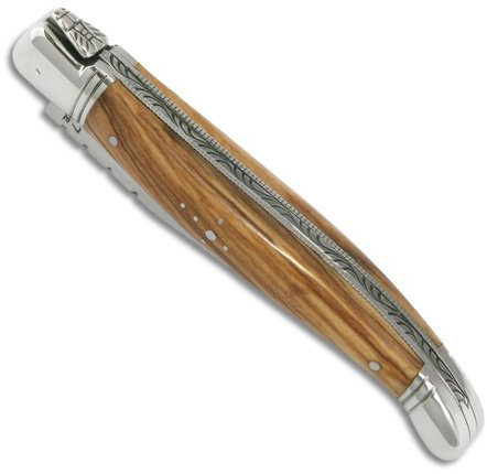 Couteau Laguiole manche en bois d'olivier et mitres en inox