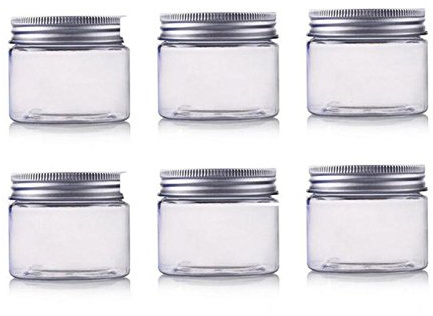 6 Stk. PET-Kosmetikbehälter Leere Make-up-Etuis-Halter mit silbernem Aluminium-Schraubverschlussdeckel Präfekt für Lippenbalsam Lidschatten Gesichtscreme Lotion (5Oz/150ml)