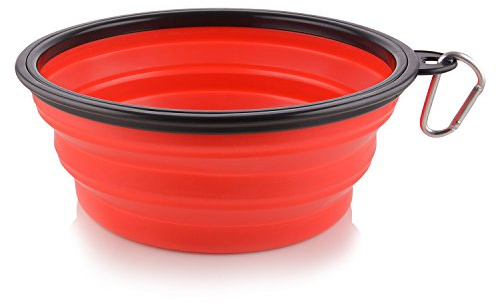 Extra Large Collapsible Dog Bowl, 3L XL Travel Dog Bowl, Foldable Travel Water Dish, 102oz X-Large Portable Collapsable Traveling Bowls with Carabiner for Dogs Walking, Hiking (Red)