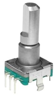 ALPS EC11E15244G1 Encoder für Leiterplatten-Printmontage, 11mm, 15 Impulse, Taster, Metallachse, stehend