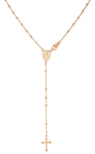 inSCINTILLE I Rosari Collana Uomo Donna Rosario a y in Argento 925 Rodiato con Croce Pendente varie misure sfere e lunghezze, confezione regalo inclusa (Oro Rosa Sfera 2 mm, 50)