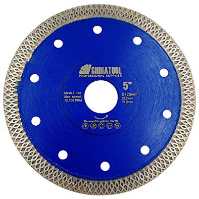 Disque Diamant 125mm à Tronçonner - Lame Turbo X Maille pour Tuile, Marbre, Granit, Céramique - SHDIATOOL