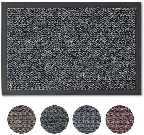 Carpido Fußmatte 90x150 cm für den Innenbereich - Türvorleger schnelltrocknend - Rutschfester Sauberlauf anthrazit - Schlichter Fußabstreifer