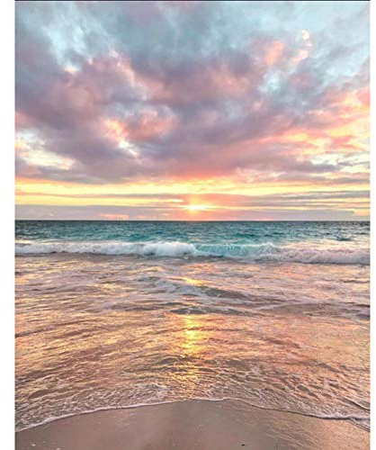 WOWDECOR Diamond Painting Strass Complet Coucher De Soleil Vague Bord De Mer Bricolage, DIY 5D Broderie Diamant Peinture Diamant Mosaique