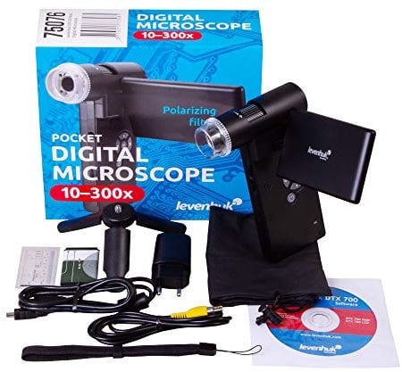 Levenhuk DTX 700 Mobi Microscopio Digital Portátil Inalámbrico con Zoom 10x–1200x, Compatible con Windows y Mac OS