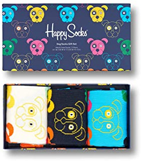 Happy Socks Unisex 3-pack gemengde hond sokken gift set Socken, Grün-Blau-Orange-Gelb-Rosa-Weiß, 36-40 EU