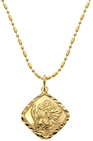 Oobi Doop Halskette mit Anhänger St. Christophorus Sterling-Silber vergoldet mit verstellbarer Kette und Geschenkbox