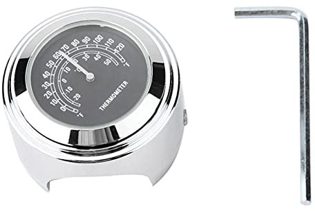 Thermomètre de montage sur guidon, accessoires d'horloge de thermomètre de température de montage de guidon de moto étanche en aluminium de 22-25mm avec clé hexagonale(Le noir)