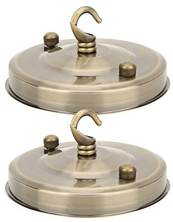2 Stück Deckenbaldachin, Kronleuchter Deckenplatte Haken, Retro Eisen Decke Haken Platte Deckenleuchter Hakenplatte Mehrzweck Pendelleuchte Zubehör für Hängeleuchten und Kronleuchter DIY (Bronze)