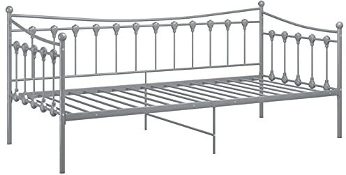 Tidyard Sofabett Bettgestell Tagesbett Schlafsofa Gästebett Bett Metallbett Bettsofa Sofa Couch Metall Grau 90x200cm