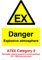 Lot de 5 panneaux Atex catégorie 2 - Danger Explosive Atmosphère - 100 x 150 mm - A6P