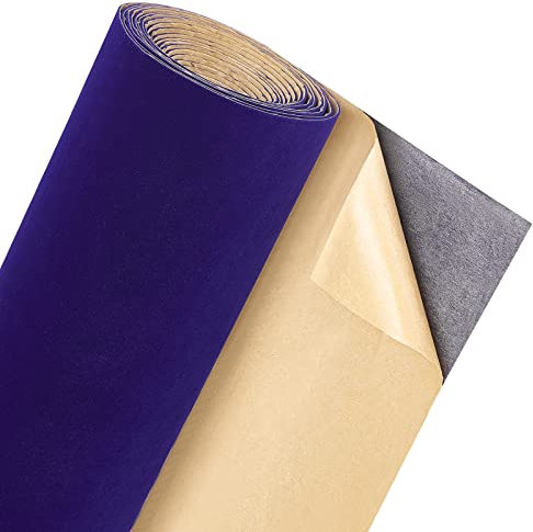 BENECREAT 4mx 25cm/157x9.8inch Blu Scuro Velluto Autoadesivo Fodera In Velluto Tessuto In Velluto per Cassetto Gioielli Tessuto Artigianale Tappezzeria Peel Sticker (0.8 mm di Spessore)