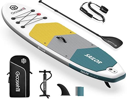 Goosehill Inflatable Stand Up Paddle Board, Premium SUP Package, 10' Long 32 Wide 6 Thick, Patterns Open for Customization Sailor New Grey Blue with D-Rings