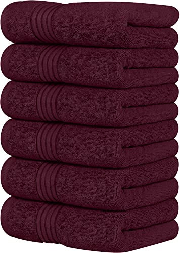 Utopia Towels Burgunderrote Handtücher, 100 % gekämmte, ringgesponnene Baumwolle, ultraweich und sehr saugfähig, 600 g/m², extra-große, dicke Handtücher, Hotel- und Spa-Qualität (6 Stück)