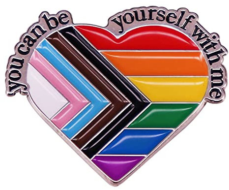 Anstecknadel mit Aufschrift You Can Be Yourself With Me, Emaille, sicherer Weltraum, Trans Flagge, Ally Brosche für Rucksäcke, Charm, Kostüm, Schmuck, Einheitsgröße, Kupfer, Kein Edelstein