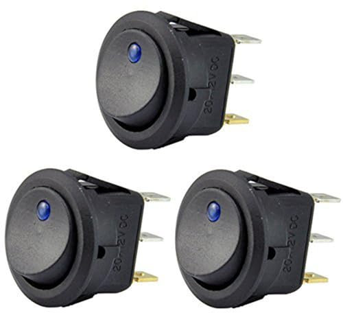 Duendhd 3 Piezas 12V 20A Interruptor Basculante de LED Interruptor de Luz Azul Control de Encendido/Apagado SPST para Barcos ATV y Cualquier Que Potencia de 12 Voltios