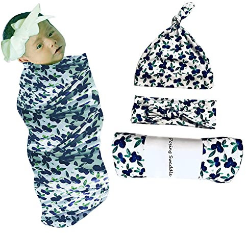 ISAKEN Baby Wickeldecke, Anti Rrschrecken Baby Schlafsack mit Mütze und Stirnband Neugeborene Kleidung Mantel Weiche Baumwolle Baby Pucksack Verstellbarer Schlafsack für Mädchen Jungen