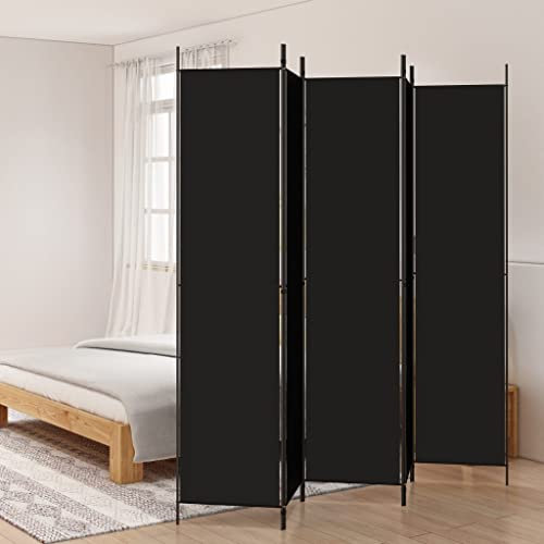 WIFESE 5-TLG. Paravent Schwarz 250x220 cm Stoff Trennwand Raumteiler Modern Raumtrenner Paravent Raumteiler Innen Balkon Sichtschutz Privaten Ankleidebereich für Wohnzimmer Schlafzimmer Vielseitig
