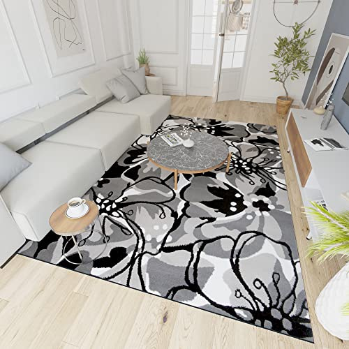Mazovia Modern Teppich - Kurzflor - Teppich für Wohnzimmer, Schlafzimmer, Esszimmer - ÖKO-TEX Wohnzimmerteppich, Robust und pflegeleicht, Niedrige Florhöhe - Grau 200 x 250 cm