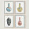 NETIVA Wandkunst Farbe Emaille Poster Porzellanvase Leinwand Gemälde Vintage Orient Kunstdruck Chinesischer Stil Drachen Wandbild Für Wohnzimmer Schlafzimmer Wohnkultur -30X40Cmx4 Kein Rahmen