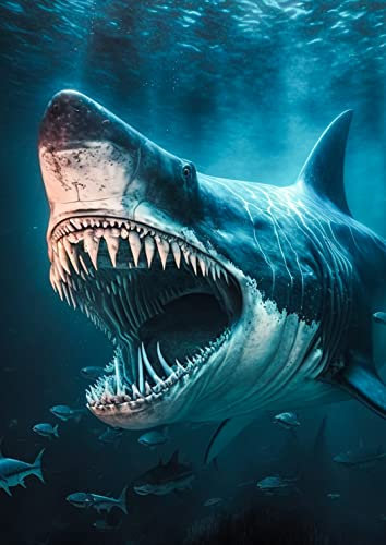 Generisch Poster - Megalodon Wandbild - Fantasy Urzeit Hai Poster (42 x 59,4 cm (DIN A2))