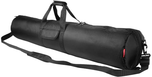 HEMMOTOP Tripod Bag, 47x8.3in All Sides Thick Padded Tripod Carrying Case with Shoulder Strap and Handle, Heavy Duty Light Stand Bag with Two Zippered Pockets for Pool Cue, Speaker Stand -R12021
