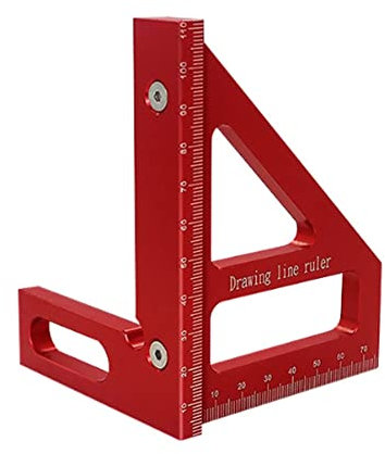 ELGE Winkelmesser für die Holzbearbeitung, Winkelmesser Aus Aluminiumlegierung, Gehrungsdreieck, Lineal, Layout-Messwerkzeug für Ingenieure und Zimmerleute - Rot