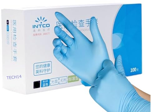 *BOX OF 100* Disposable Nitrile Gloves Blue, Examination Gloves [ Powder, Latex Free ] Food Preparation, Tattoo, NHS, Care Home Work, Cleaning, Multi-Purpose Gloves (Extra Large)