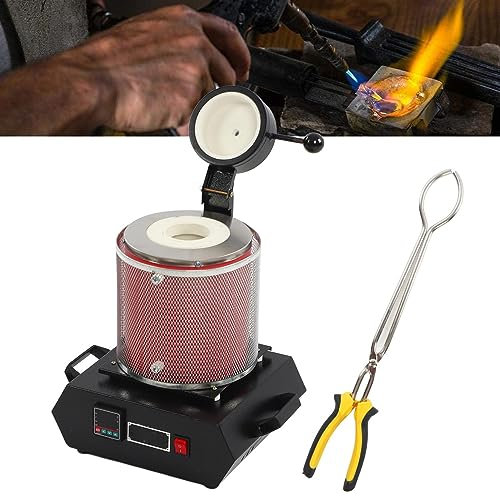 Four de Fusion D'or 3 Kg, Four de Fusion électrique avec Machine de Four de Fusion de Métaux en Graphite, pour Cuivre, Aluminium, Laiton, Bronze, Argent (Prise UE 220V)