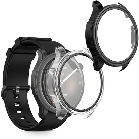 kwmobile 2X Glas Hülle für Huami Amazfit Balance A2286 Schutzhülle - Fullbody Fitnesstracker Case Set aus Glas - Transparent Schwarz