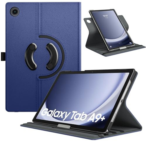 TiMOVO Drehbar Hülle Kompatibel mit Samsung Galaxy Tab A9+/A9 Plus 11 Zoll 2023 SM-X210/X216/X218, 90 Grad Drehbar Ständer Hülle, Auto Schlaf/Aufwach Schutzhülle für Galaxy Tab A9+ Tablet,Marineblau