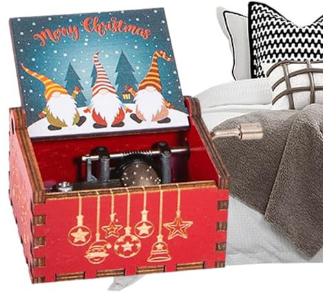 Kirdume Kleine Spieluhr, Retro Geschnitzte Handkurbel Spieluhr, Weihnachts-Spieluhr aus, Geschenke für Jungen, Mädchen, Familienfreunde, Weihnachten, Geburtstag, Valentinstag