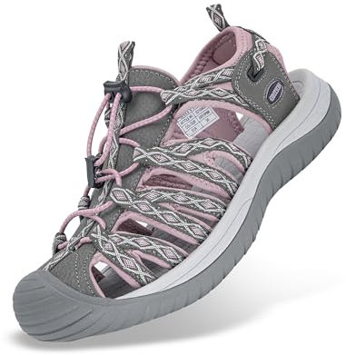 GRITION Wandern Sandalen Frauen Sport Einstellbare Close Toe Sandale mit Arch Support Travel Summer Beach Outdoor Light Weight Water Shoes 39EU/9US 2401