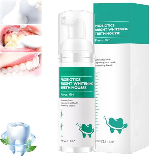 zzqclp Probiotika-Mousse zur Zahnaufhellung, pflanzliches, aufhellendes Mousse zur oralen Reparatur, Mousse zur intensiven Fleckenentfernung, Zahnpasta zur Tiefenreinigung des erfrischenden Atems