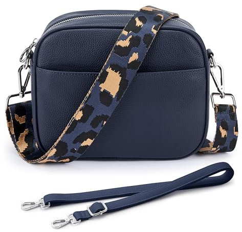 KALIDI Damen Umhängetasche, stylisch Veganem Leder Breiter Gurt Crossbody Schultertasch mit 2 verstellbaren Riemen für tägliches Arbeiten, Einkaufen, Verabredungen, Reisen