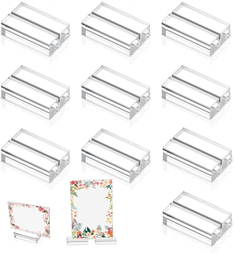 DERJDISF Tischkartenhalter - 10 Stück Acryl Multifunktionale Kartenhalter, Klare Spielkartenhalter, Dreieckige Spielkartenhalter, Kleine Kartenclips, Display Ständer, für Büro und Zuhause