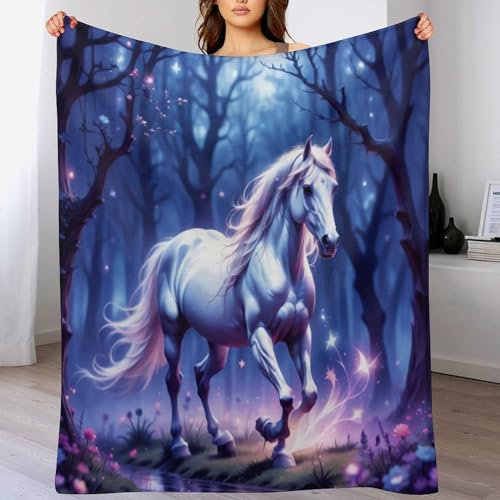 Kuscheldecke Mit Pferd Muster Warme Fleecedecke/Wohndecke/Sofadecke - Superweiche, Kuschelige & Angenehme Flannel Flanell-Decke, Für Jede Jahreszeit Geeignet（130×150cm）